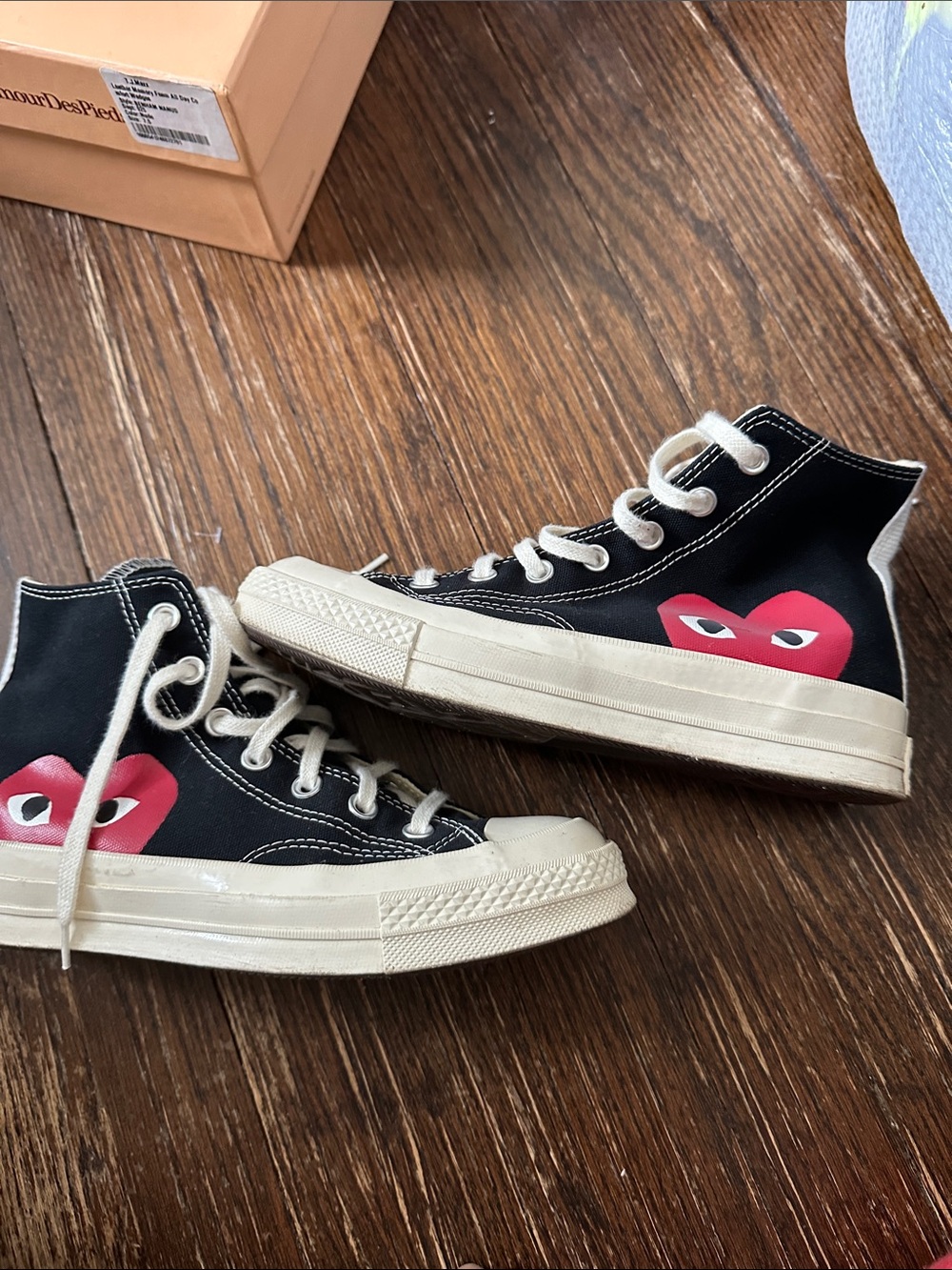 Converse Black High-Top Sneakers with Pink Heart Detail